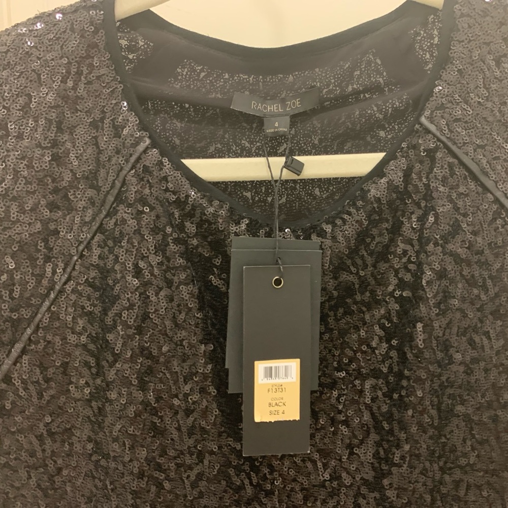 *BNWT*RACHEL ZOE-BLACK SEQUIN/SPARKLY RAGLAN DRESSY FANCY GOING OUT SHIRT/TOP 4 - Picture 4 of 12